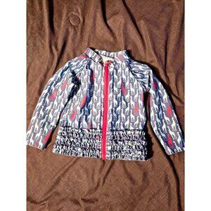 Swimzip Girls zip Up Rash Guard Swimsuit Top Blue Giraffe Print Size 12m 18m